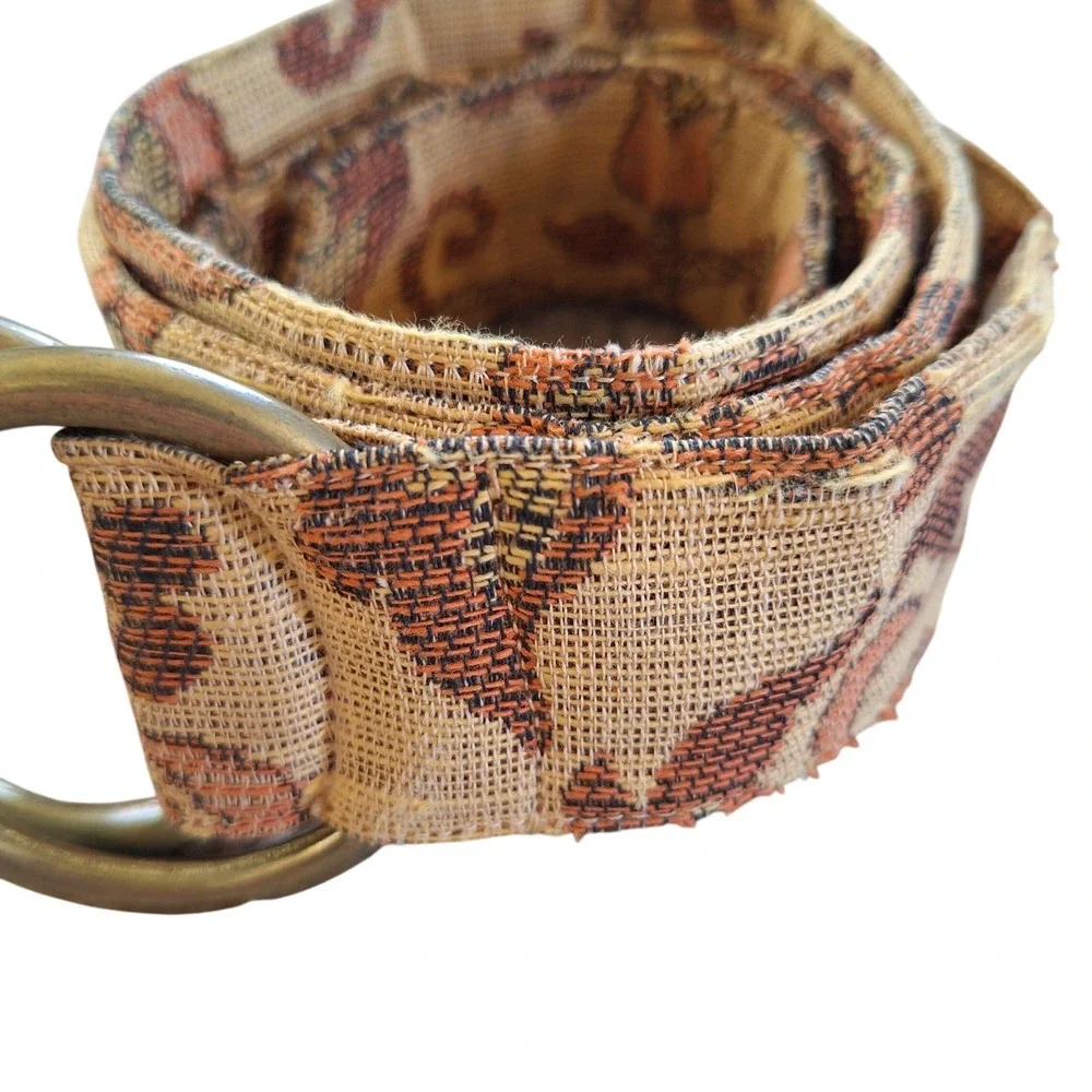 Canterbury Vtg Belt Boho Earthy 1970s Tapestry Double O Ring Large FLAW READ
